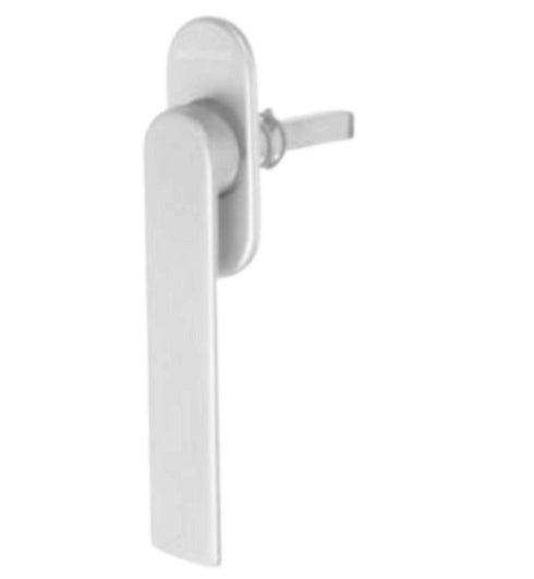 Silver door handle on a white background